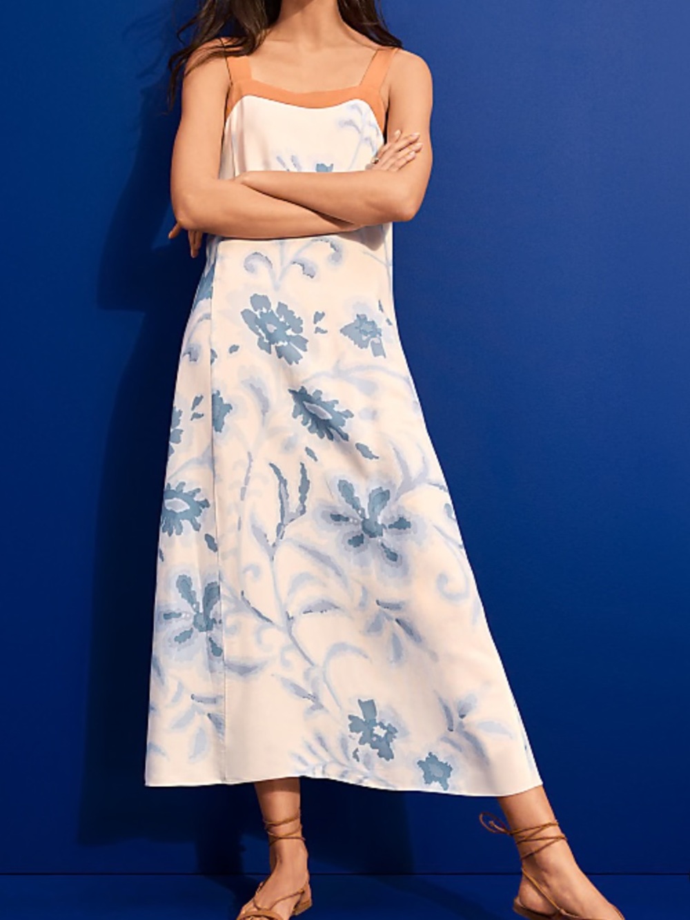 LOFT Floral Strappy Maxi Dress - Blue Floral